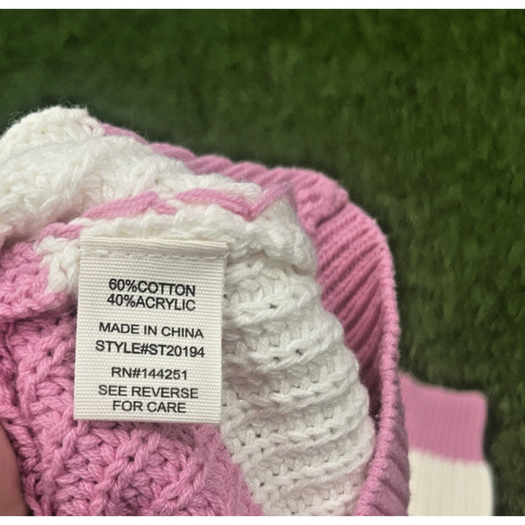 MOON & MADISON Cardigan Sweater Women Stripe Pink Knit Size MEDIUM (8-10) - Picture 6 of 8